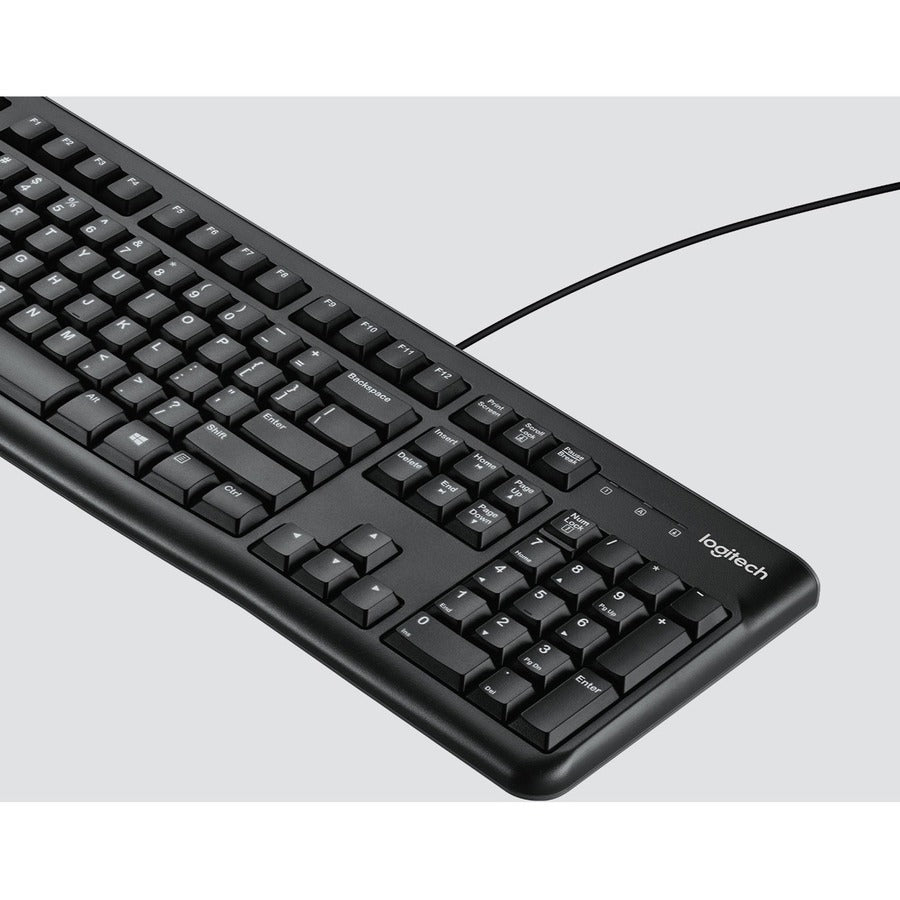 Logitech MK120 Wired Keyboard and Mouse Combo for Windows, Optical Wired Mouse, Full-Size Keyboard, USB Plug-and-Play, Compatible with PC, Laptop - Black