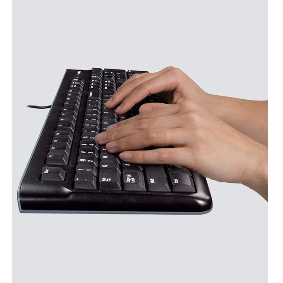 Logitech MK120 Wired Keyboard and Mouse Combo for Windows, Optical Wired Mouse, Full-Size Keyboard, USB Plug-and-Play, Compatible with PC, Laptop - Black