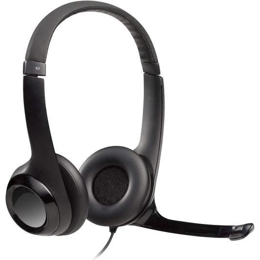 Logitech H390 Wired Headset, Stereo Headphones with Noise-Cancelling Microphone, USB, In-Line Controls, PC/Mac/Laptop - Black