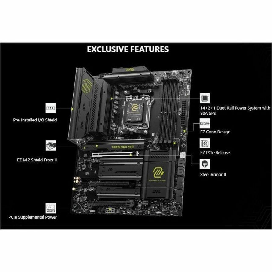 MSI MAG B850 TOMAHAWK MAX WIFI Gaming Desktop Motherboard - AMD B850 Chipset - Socket AM5 - ATX