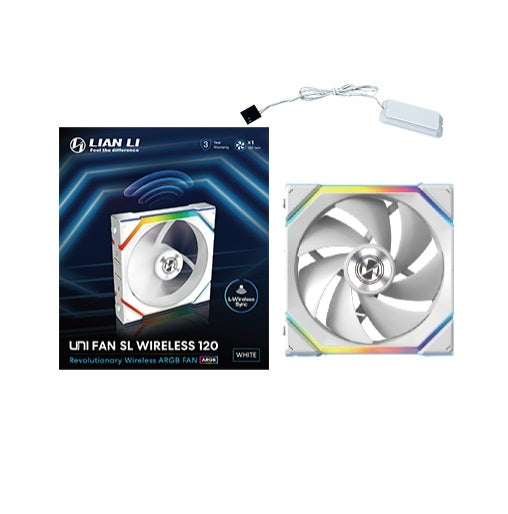 Lian Li Uni Fan SL Wireless Fluid Dynamic Bearing 120mm Case Fan - White