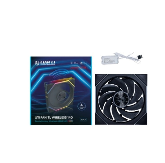 Lian Li Uni Fan TL Wireless Fluid Dynamic Bearing 140mm Case Fan - Black