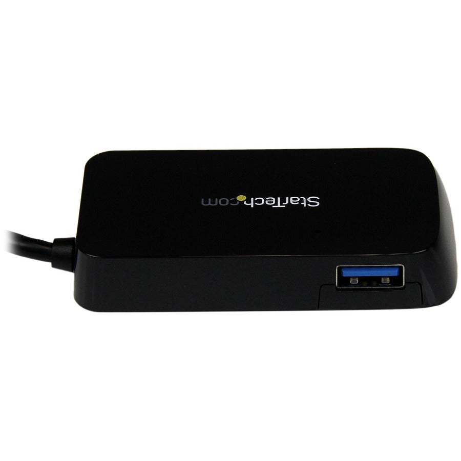 StarTech.com 4-Port USB 3.0 SuperSpeed Hub - Portable Mini Multiport USB Travel Dock - USB Extender Black for Business PC/Mac, laptops