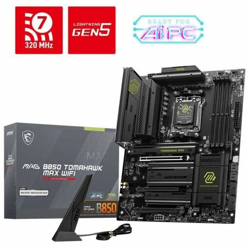 MSI MAG B850 TOMAHAWK MAX WIFI Gaming Desktop Motherboard - AMD B850 Chipset - Socket AM5 - ATX