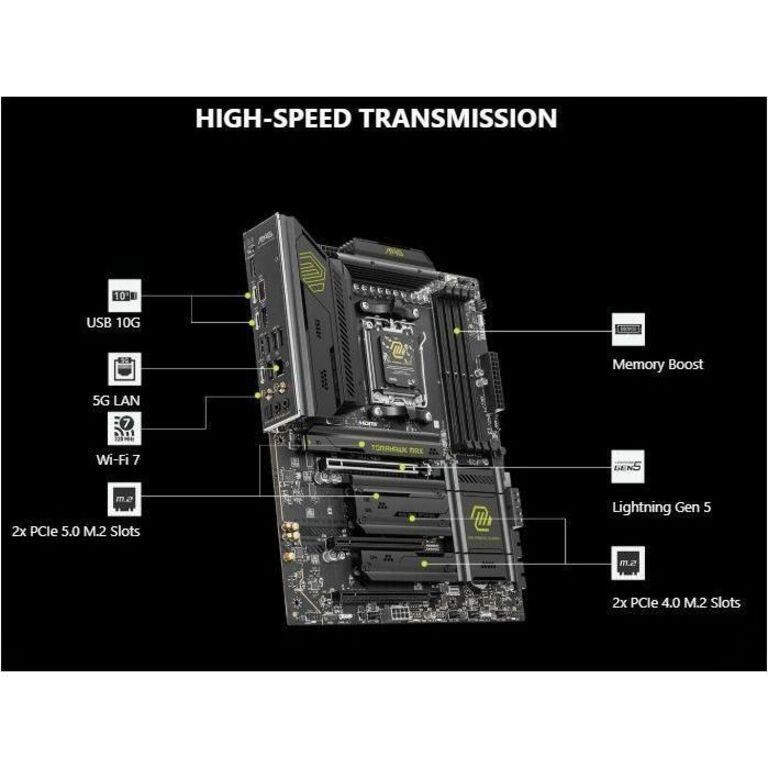 MSI MAG B850 TOMAHAWK MAX WIFI Gaming Desktop Motherboard - AMD B850 Chipset - Socket AM5 - ATX