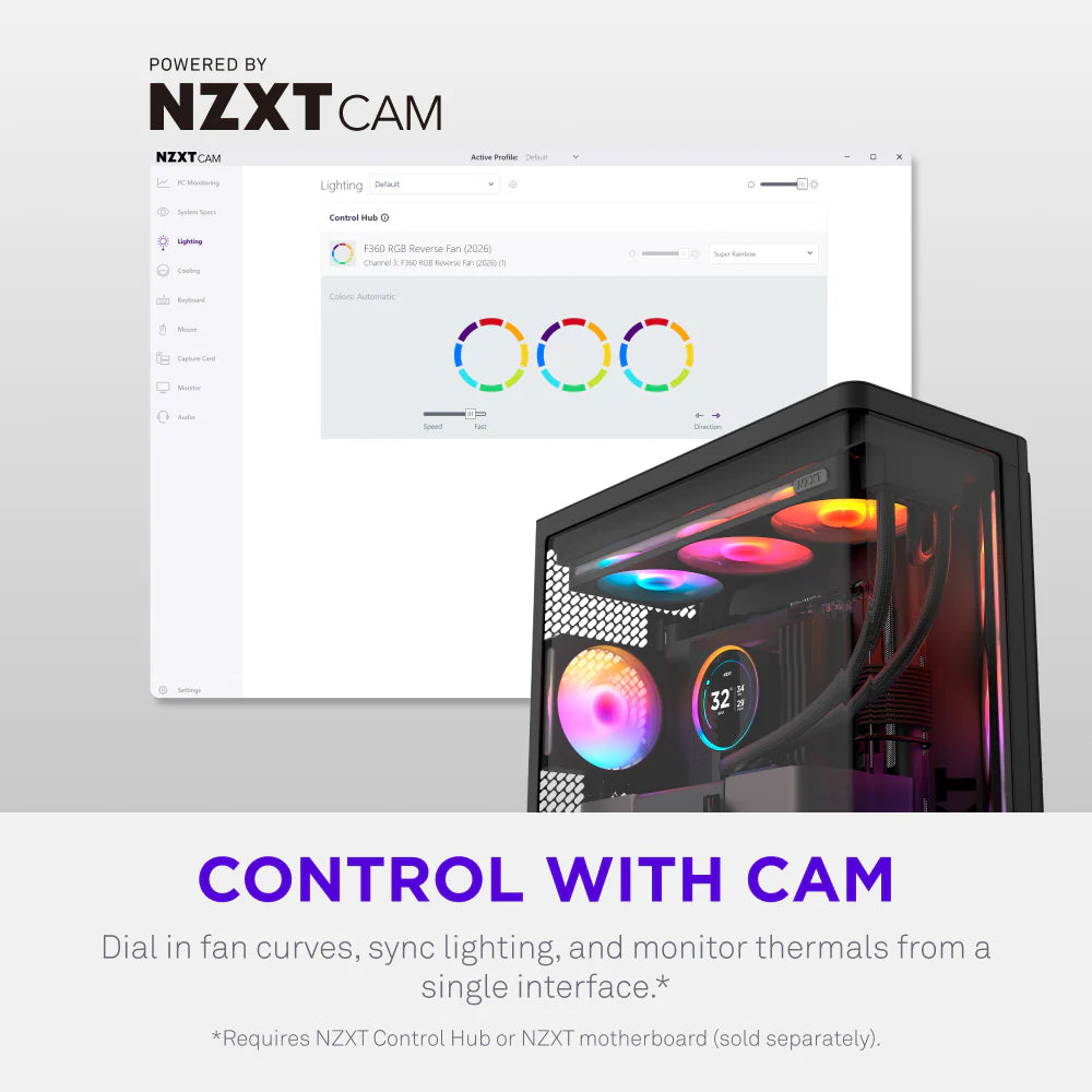 NZXT F140 140mm RGB PC Fan (Black)